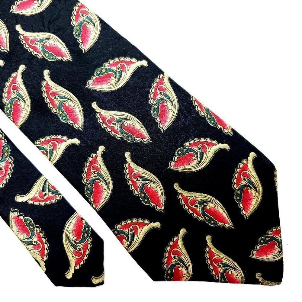 Golswold Collection JS Blank Silk Tie Print Black Print Seashell‎